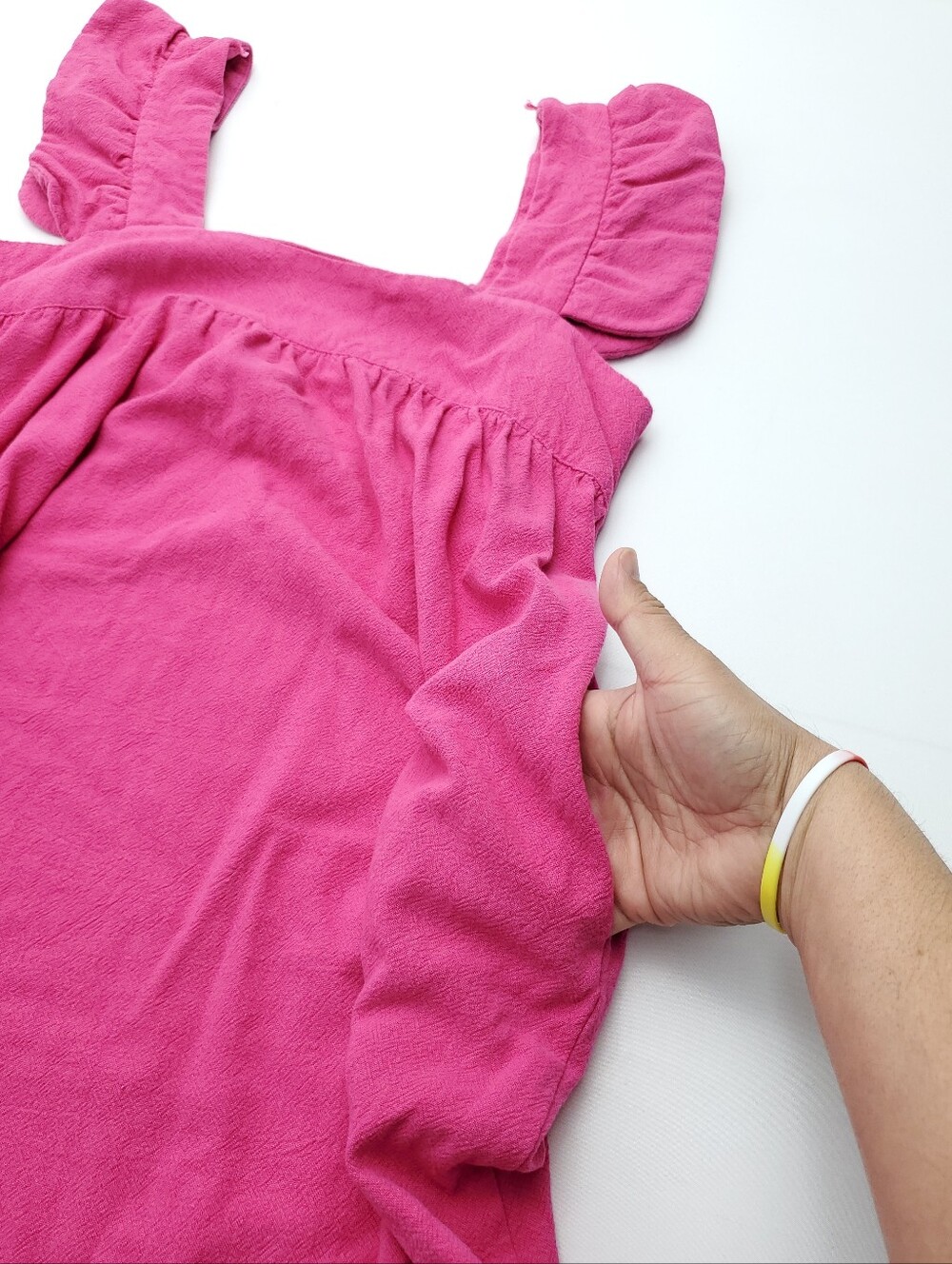 Tuckernuck Pomander Place Pink Hazel Ruffle Sleeve Linen Midi Dress Resort Sz M - Picture 9 of 12